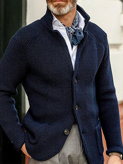 Sophisticated Men's Knitted Stand Collar Cardigan