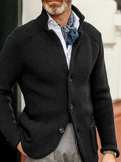 Sophisticated Men's Knitted Stand Collar Cardigan