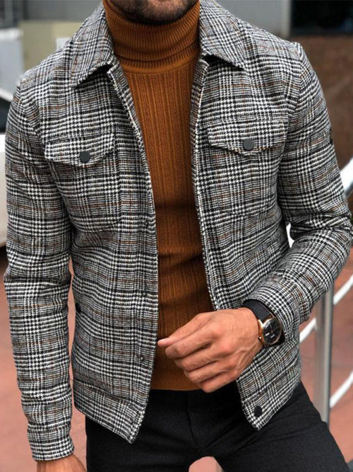Stylish Plaid Men's Coat for Autumn Elegance