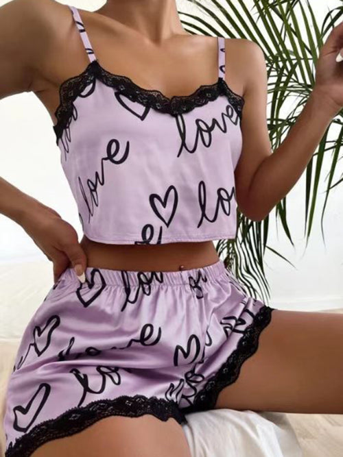 Romantic Lace Suspender Pajama Set