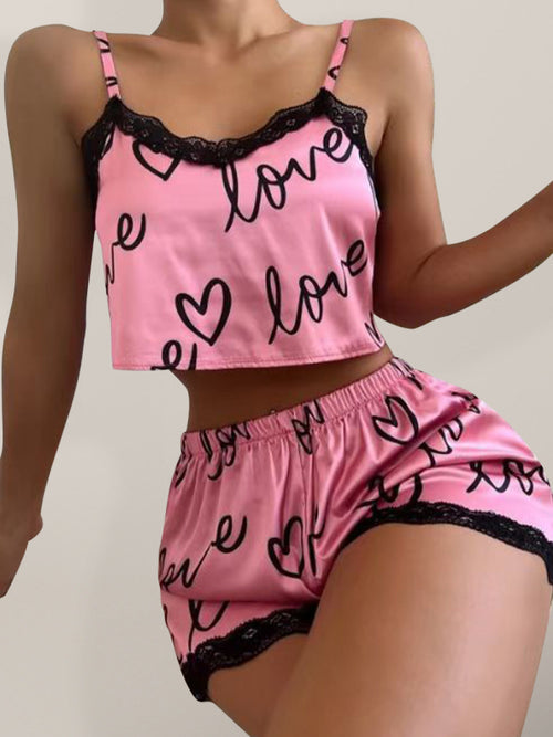 Romantic Lace Suspender Pajama Set