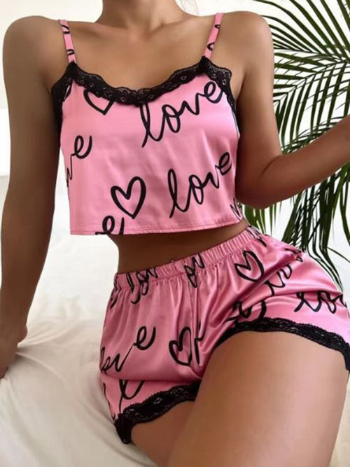 Romantic Lace Suspender Pajama Set