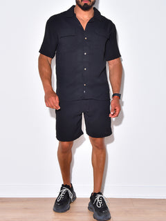 Sleek Men's Wide Short-Sleeved Suit: Effortless Elegance