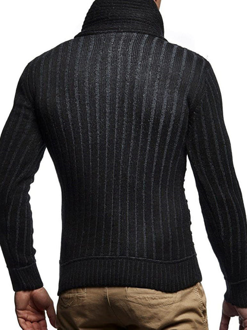 Sophisticated Men's Leather Button Turtleneck Sweater