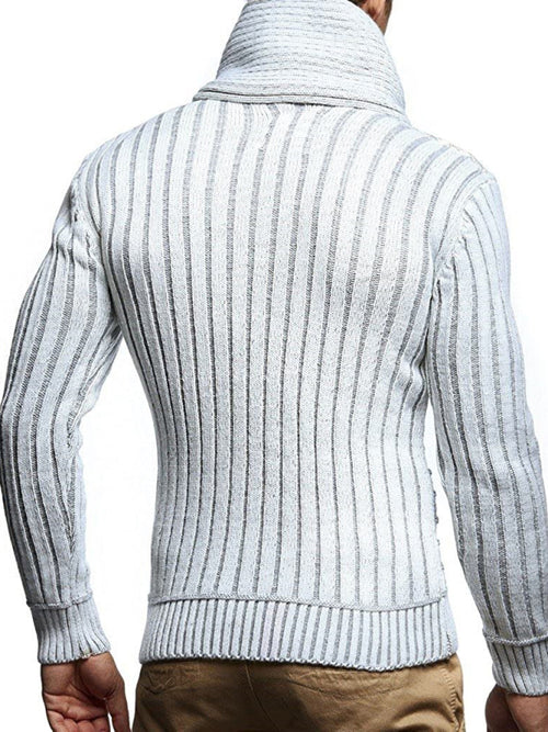 Sophisticated Men's Leather Button Turtleneck Sweater