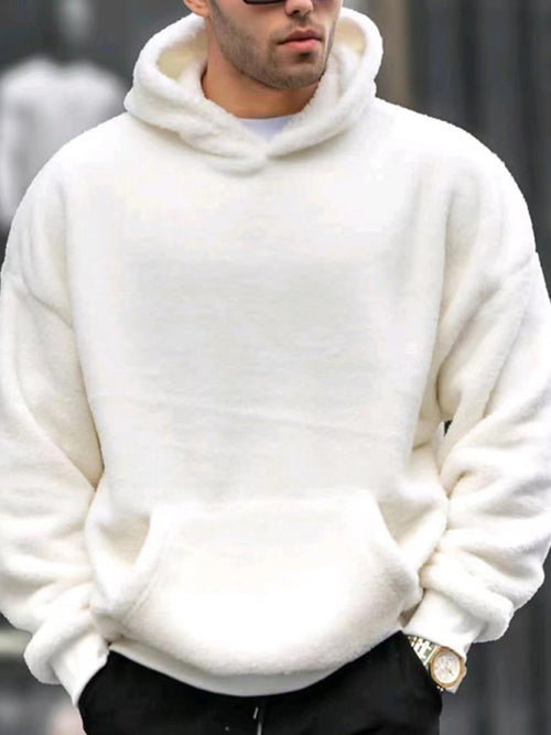 Men's new fashionable casual pullover plush hooded sweatshirt