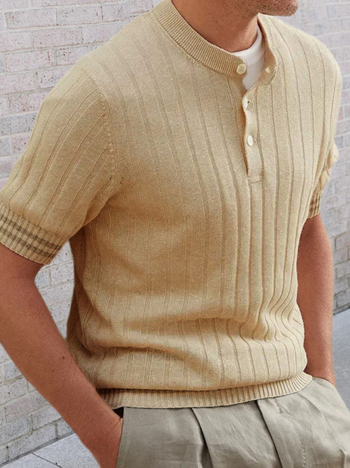 Men's POLO shirt turned short -sleeved slim sweater