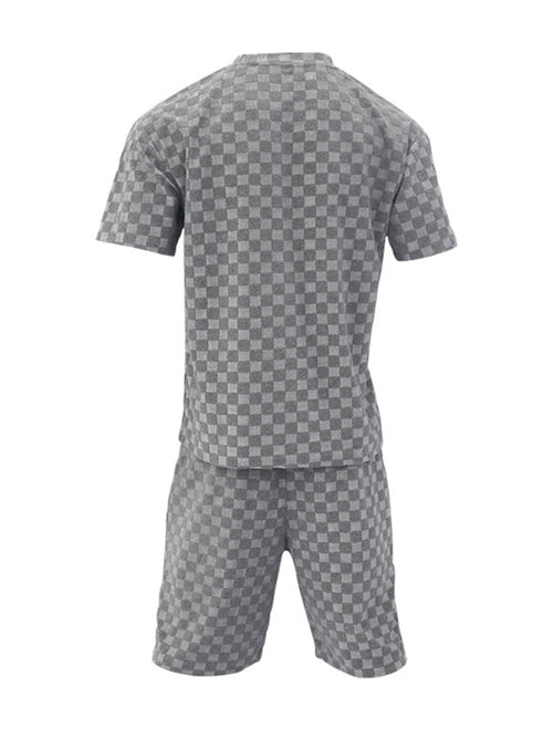 Sporting Elegance: Jacquard Checkerboard Suit