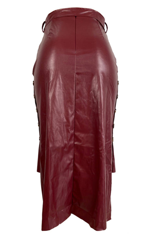 Chic Pu Leather Slit Skirt: Elevate Your Style!