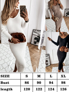 Luxurious Solid Long Sleeve Dress for AllOccasions