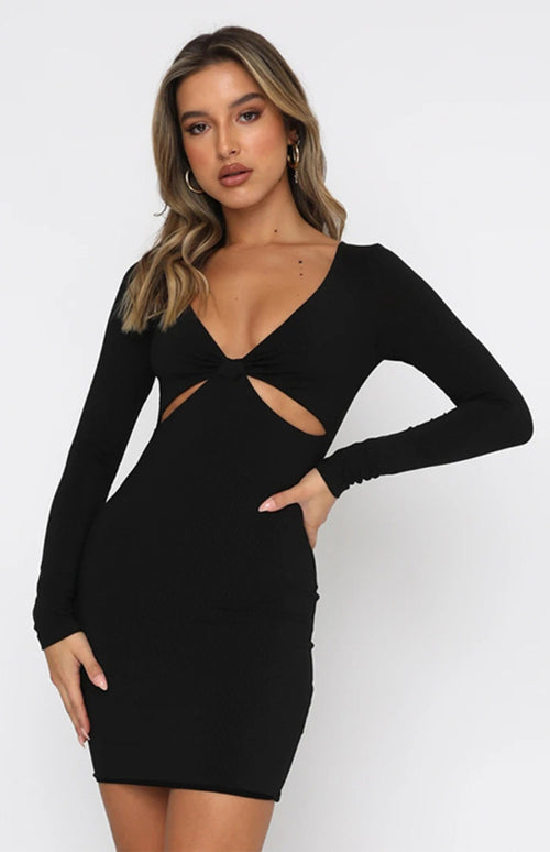 Sleek & Chic Deep V-Neck Party Dress