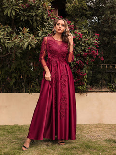 Elegant Lace Swing Long Dress: Effortless Sophistication