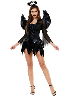 Winged Black Angel Costume: Elegance Personified 🦇