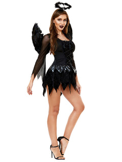 Winged Black Angel Costume: Elegance Personified 🦇