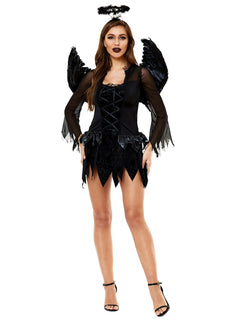 Winged Black Angel Costume: Elegance Personified 🦇