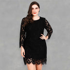 Chic Plus Size Lace Hollow Sleeve Dress
