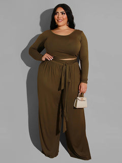 Elegant Plus Size Knitted Two-Piece Set