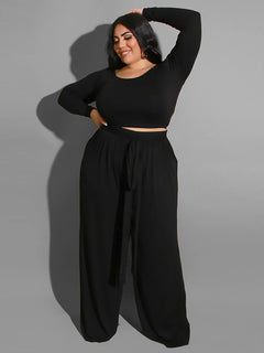 Elegant Plus Size Knitted Two-Piece Set
