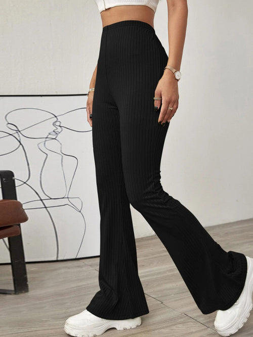 Chic Flared High Waist Knitted Trousers for Women