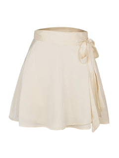 Chiffon Satin High Waist Tie Skirt