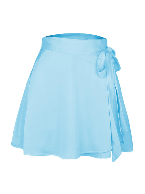 Chiffon Satin High Waist Tie Skirt