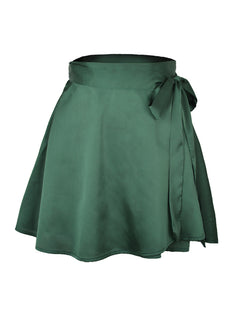 Chiffon Satin High Waist Tie Skirt