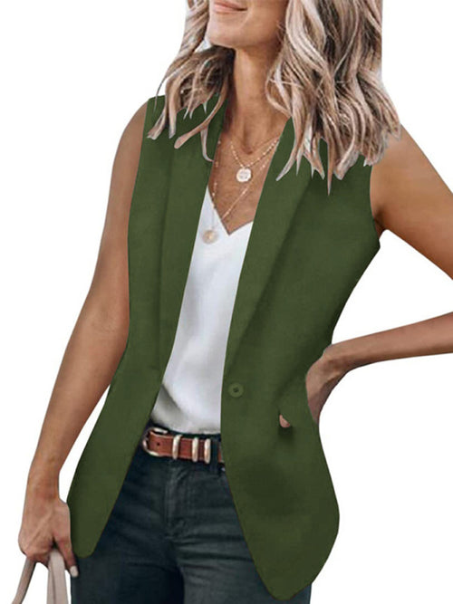 Chic & Breezy Sleeveless Suit Jacket for Effortless Elegance