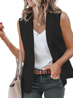 Chic & Breezy Sleeveless Suit Jacket for Effortless Elegance