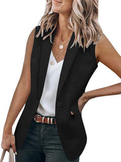 Chic & Breezy Sleeveless Suit Jacket for Effortless Elegance