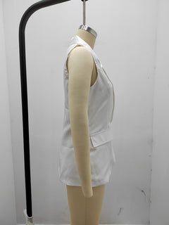 Chic & Breezy Sleeveless Suit Jacket for Effortless Elegance