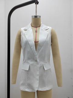 Chic & Breezy Sleeveless Suit Jacket for Effortless Elegance