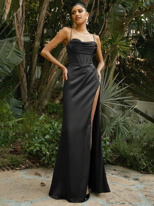 Sophistication Defined: Sleeveless Pleated Gown Dress