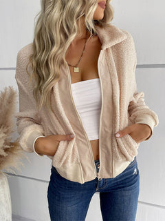 Charming Long-Sleeved Lapel Sherpa Jacket for Cozy Adventures