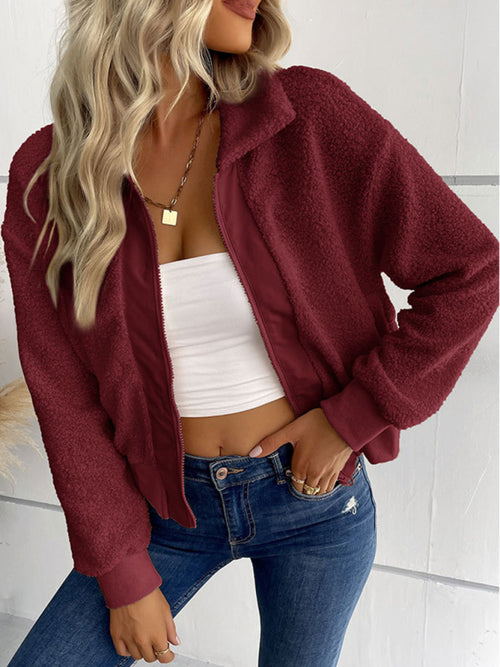 Charming Long-Sleeved Lapel Sherpa Jacket for Cozy Adventures