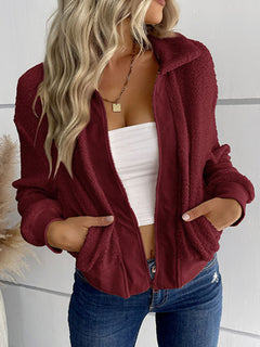 Charming Long-Sleeved Lapel Sherpa Jacket for Cozy Adventures