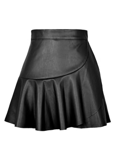 High Waist Ruffle PU Skirt: Your Statement Piece ✨