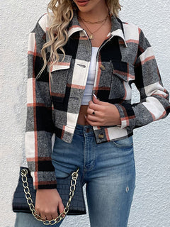 Chic & Cheerful Plaid Woven Jacket for Every Season