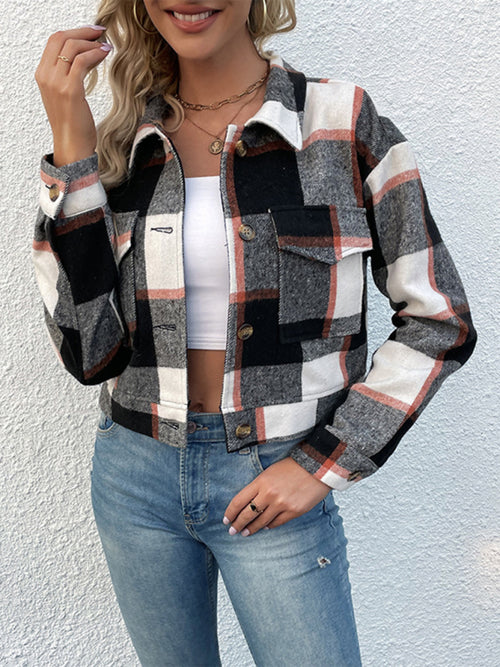 Chic & Cheerful Plaid Woven Jacket for Every Season