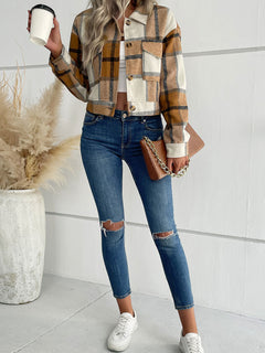 Chic & Cheerful Plaid Woven Jacket for Every Season