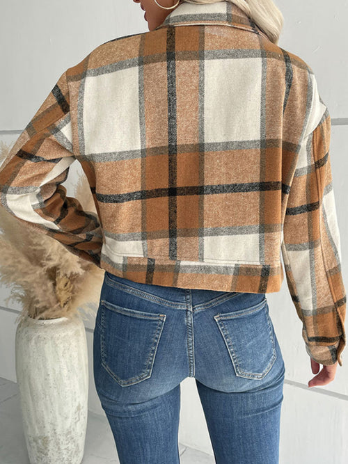 Chic & Cheerful Plaid Woven Jacket for Every Season