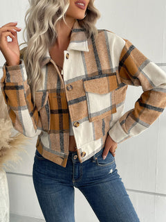 Chic & Cheerful Plaid Woven Jacket for Every Season