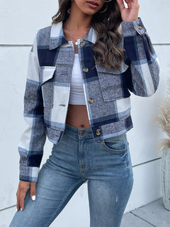 Chic & Cheerful Plaid Woven Jacket for Every Season