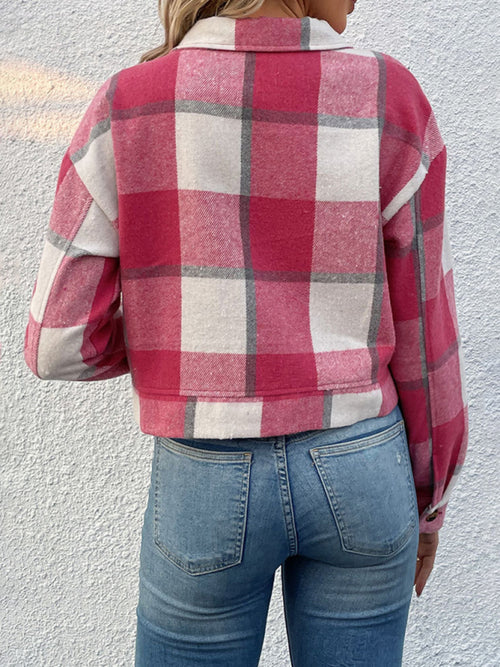 Chic & Cheerful Plaid Woven Jacket for Every Season