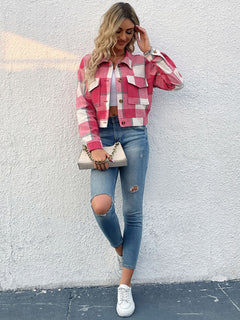 Chic & Cheerful Plaid Woven Jacket for Every Season