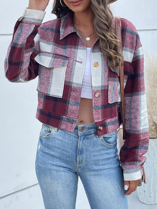 Chic & Cheerful Plaid Woven Jacket for Every Season