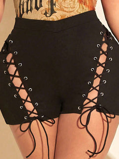 Eyelet Tie Hollow Cycling Shorts: Your New Staple!