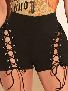 Eyelet Tie Hollow Cycling Shorts: Your New Staple!