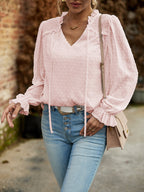 Chic V-Neck Knotted Top: Style & Comfort!