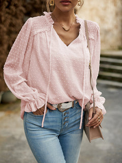 Chic V-Neck Knotted Top: Style & Comfort!