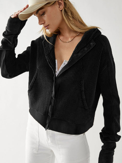 Charming Spring-Summer Woven Jacket with Slant Pockets